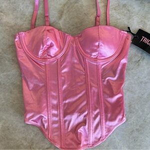 NWT Dollskill Pink Satin halloween corset top!